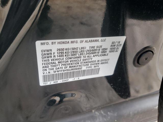 Photo 14 from auction – 2018 HONDA PILOT EXL with VIN 5FNYF6H53JB036952