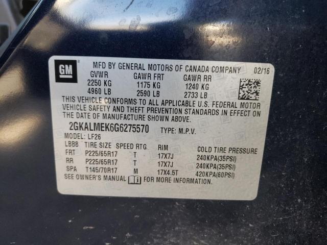 Photo 14 from auction – 2016 GMC TERRAIN SL with VIN 2GKALMEK6G6275570