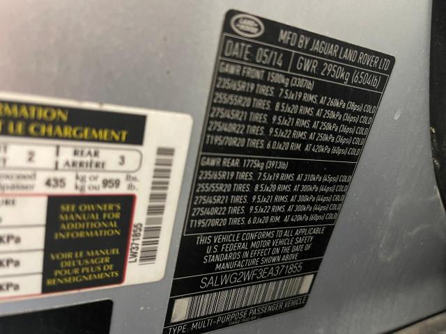 Photo 10 from auction – 2014 LAND ROVER RANGE ROVE with VIN SALWG2WF3EA371855