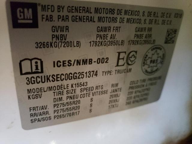 Photo 10 from auction – 2016 CHEVROLET SILVERADO with VIN 3GCUKSEC0GG251374