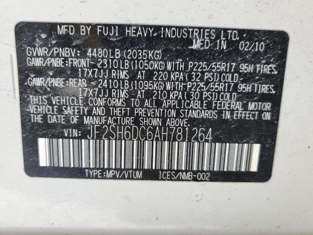 Photo 14 from auction – 2010 SUBARU FORESTER 2 with VIN JF2SH6DC6AH781264
