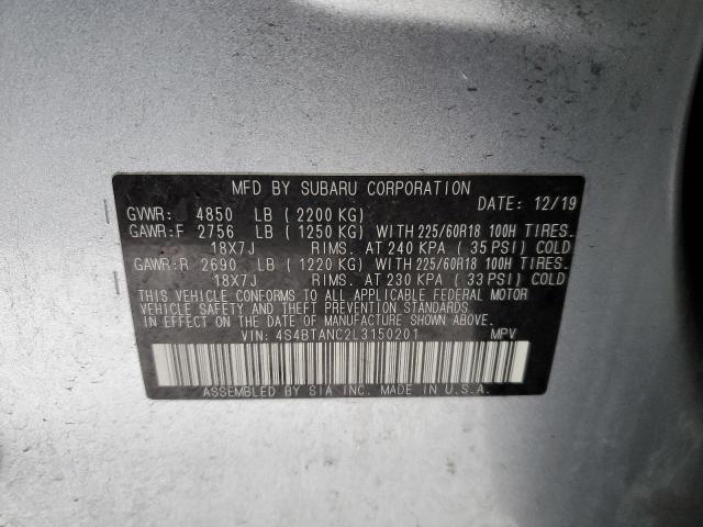 Photo 14 from auction – 2020 SUBARU OUTBACK LI with VIN 4S4BTANC2L3150201