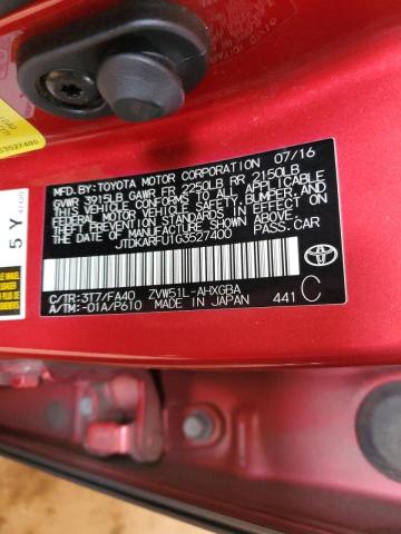 Photo 10 from auction – 2016 TOYOTA PRIUS with VIN JTDKARFU1G3527400