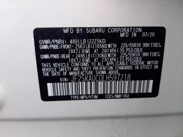 Photo 14 from auction – 2020 SUBARU FORESTER L with VIN JF2SKAUC0LH597218