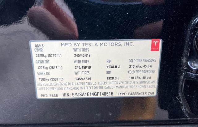 Photo 10 from auction – 2016 TESLA MODEL S with VIN 5YJSA1E14GF148516