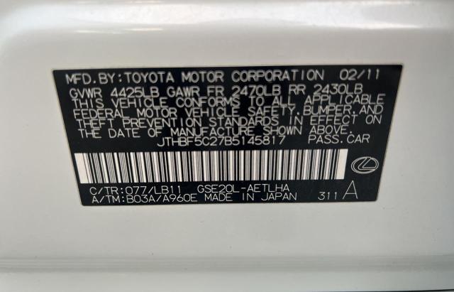 Photo 10 from auction – 2011 LEXUS IS 250 with VIN JTHBF5C27B5145817