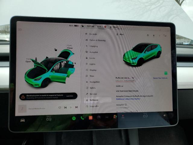 Photo 9 from auction – 2022 TESLA MODEL Y with VIN 7SAYGDEF9NF337460