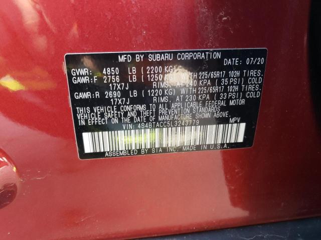 Photo 14 from auction – 2020 SUBARU OUTBACK PR with VIN 4S4BTACC5L3243779