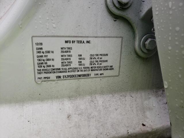Photo 14 from auction – 2021 TESLA MODEL Y with VIN 5YJYGDEE2MF086381
