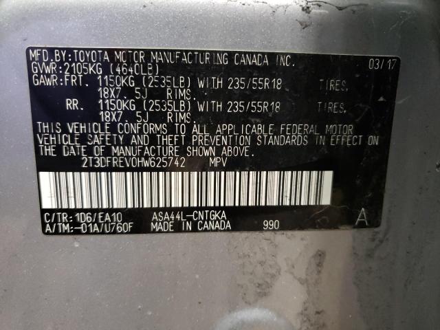 Photo 14 from auction – 2017 TOYOTA RAV4 LIMIT with VIN 2T3DFREV0HW625742