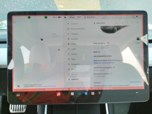 Photo 9 from auction – 2019 TESLA MODEL 3 with VIN 5YJ3E1EB1KF407294