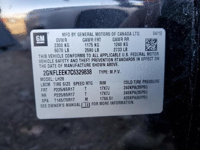 Photo 14 from auction – 2012 CHEVROLET EQUINOX LT with VIN 2GNFLEEK7C6329838