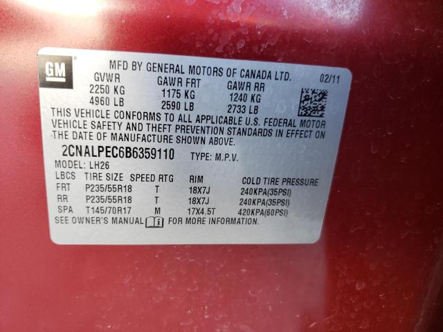 Foto 14 de la subasta – 2011 CHEVROLET EQUINOX LT con VIN 2CNALPEC6B6359110