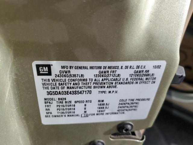 Photo 14 from auction – 2003 BUICK RENDEZVOUS with VIN 3G5DA03E43S547170