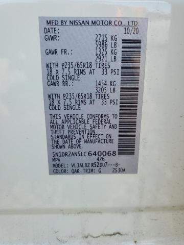 Photo 14 from auction – 2020 NISSAN PATHFINDER with VIN 5N1DR2AN5LC640068