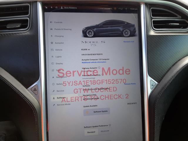 Photo 9 from auction – 2016 TESLA MODEL S with VIN 5YJSA1E18GF152570