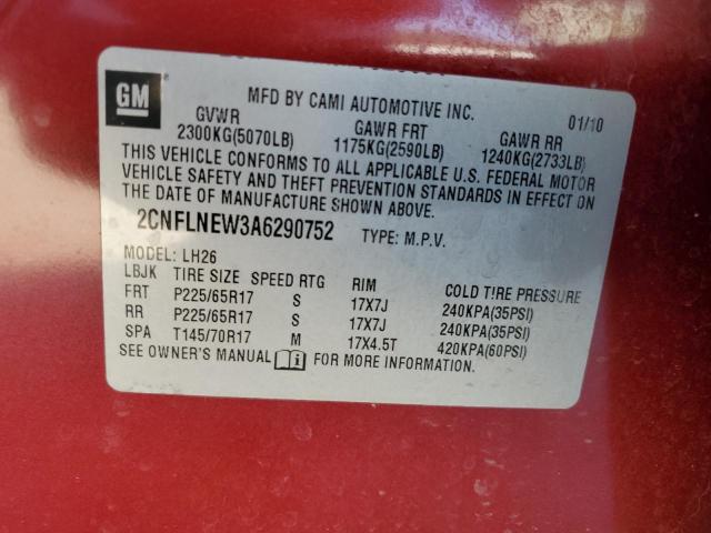 Photo 14 from auction – 2010 CHEVROLET EQUINOX LT with VIN 2CNFLNEW3A6290752