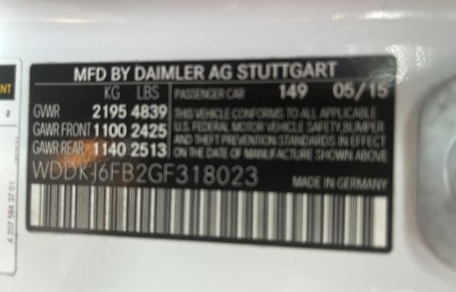 Photo 10 from auction – 2016 MERCEDES-BENZ E 400 with VIN WDDKJ6FB2GF318023