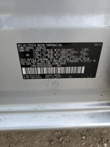 Photo 14 from auction – 2012 TOYOTA RAV4 with VIN JTMZF4DV0CD032883