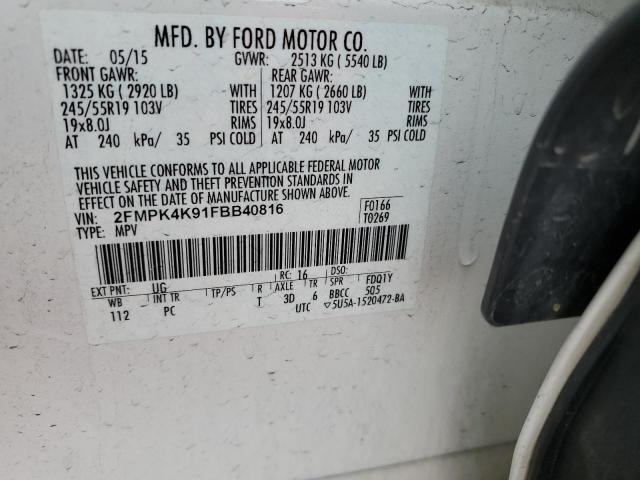 Photo 14 from auction – 2015 FORD EDGE TITAN with VIN 2FMPK4K91FBB40816