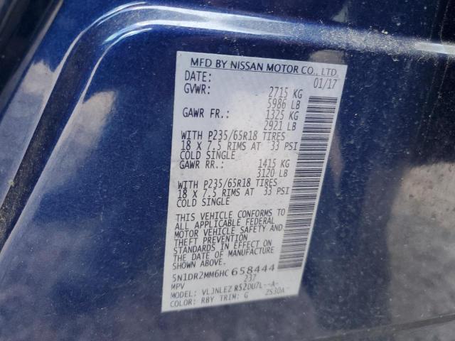 Photo 14 from auction – 2017 NISSAN PATHFINDER with VIN 5N1DR2MM6HC658444