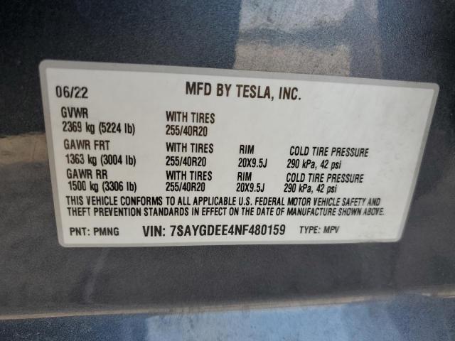 Photo 14 from auction – 2022 TESLA MODEL Y with VIN 7SAYGDEE4NF480159