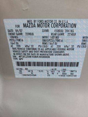 Photo 14 from auction – 2008 MAZDA TRIBUTE S with VIN 4F2CZ06108KM08906
