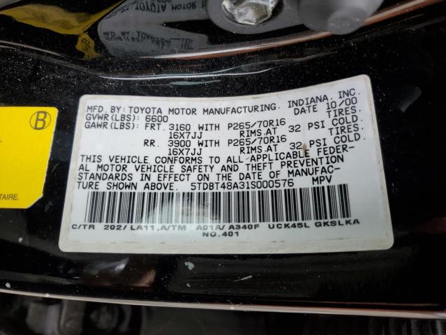 Photo 14 from auction – 2001 TOYOTA SEQUOIA LI with VIN 5TDBT48A31S000576