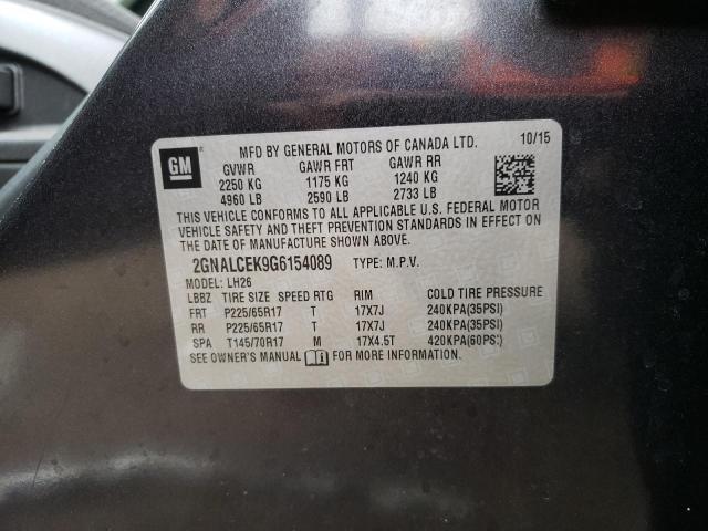 Photo 14 from auction – 2016 CHEVROLET EQUINOX LT with VIN 2GNALCEK9G6154089