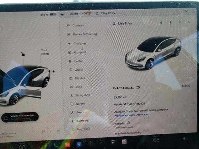 Photo 9 from auction – 2022 TESLA MODEL 3 with VIN 5YJ3E1EA6NF190529