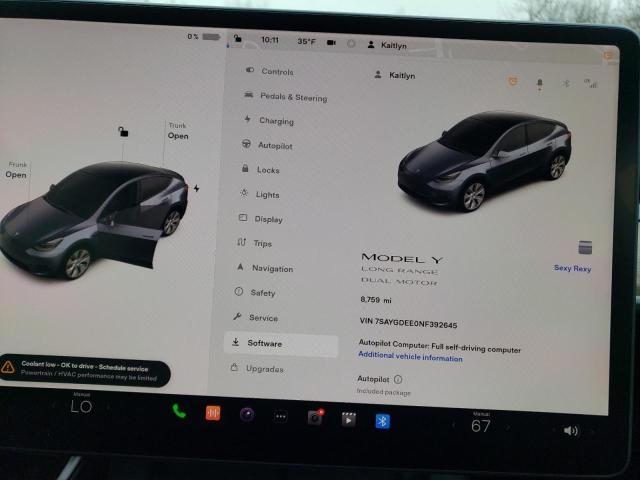 Photo 9 from auction – 2022 TESLA MODEL Y with VIN 7SAYGDEE0NF392645