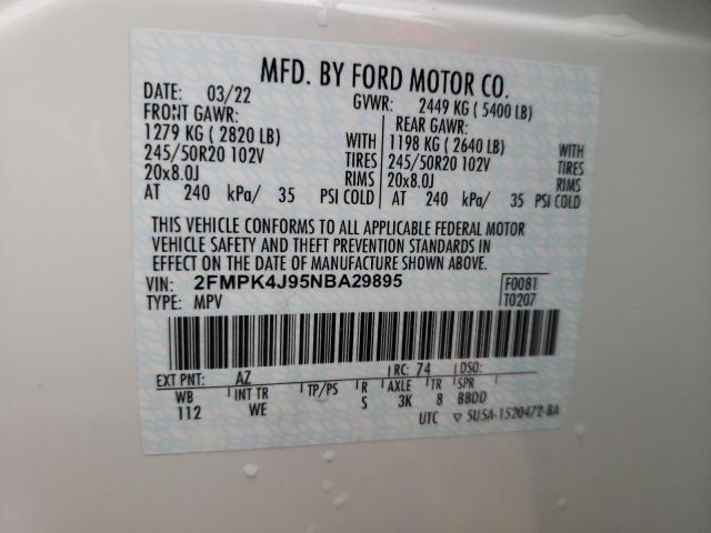 Photo 14 from auction – 2022 FORD EDGE SEL with VIN 2FMPK4J95NBA29895