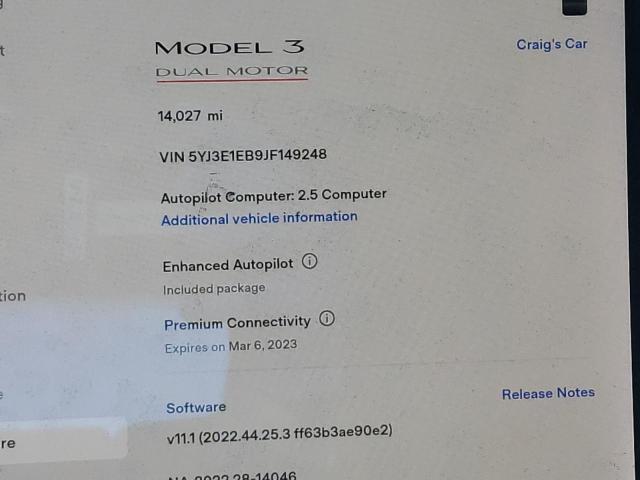 Photo 9 from auction – 2018 TESLA MODEL 3 with VIN 5YJ3E1EB9JF149248