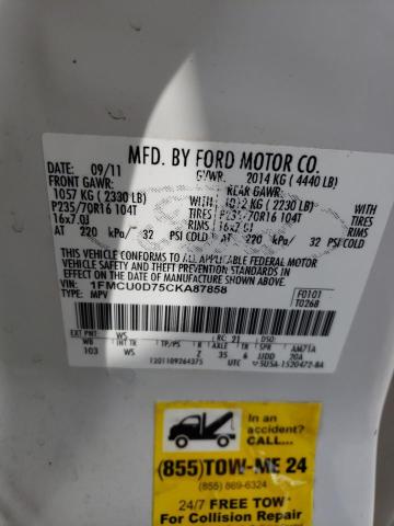Photo 14 from auction – 2012 FORD ESCAPE XLT with VIN 1FMCU0D75CKA87858