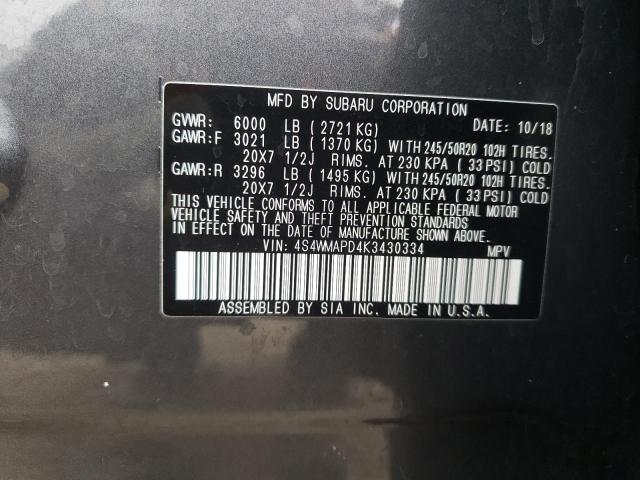 Photo 14 from auction – 2019 SUBARU ASCENT LIM with VIN 4S4WMAPD4K3430334