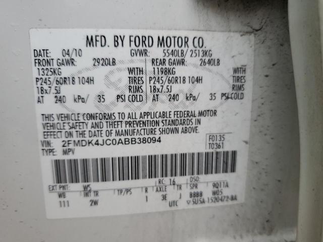 Foto 14 de la subasta – 2010 FORD EDGE SEL con VIN 2FMDK4JC0ABB38094