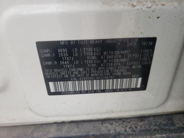 Photo 14 from auction – 2017 SUBARU OUTBACK 2. with VIN 4S4BSADC9H3288393