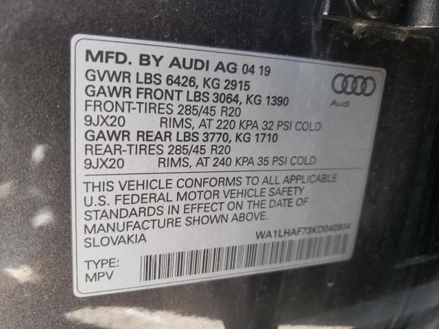 Photo 14 from auction – 2019 AUDI Q7 PREMIUM with VIN WA1LHAF73KD040904