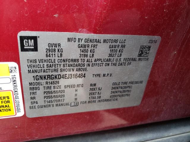 Photo 14 from auction – 2014 CHEVROLET TRAVERSE L with VIN 1GNKRGKD4EJ316484