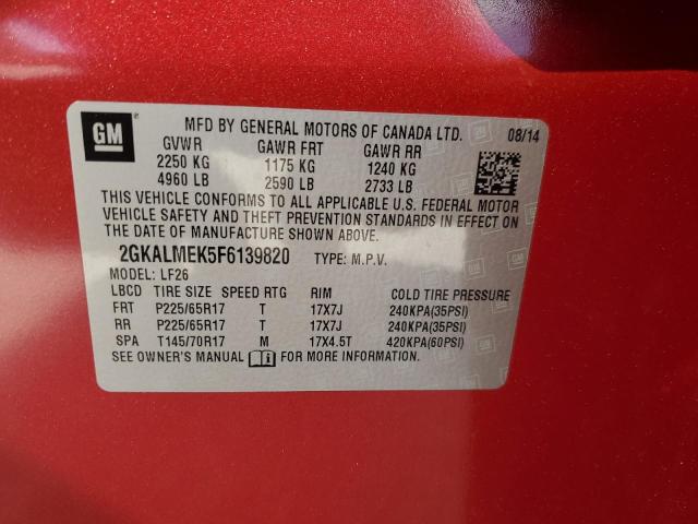 Photo 14 from auction – 2015 GMC TERRAIN SL with VIN 2GKALMEK5F6139820