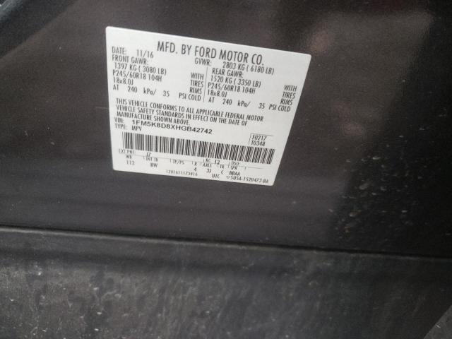 Photo 14 from auction – 2017 FORD EXPLORER X with VIN 1FM5K8D8XHGB42742