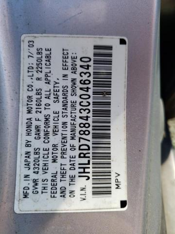 Photo 14 from auction – 2003 HONDA CR-V EX with VIN JHLRD78843C046340