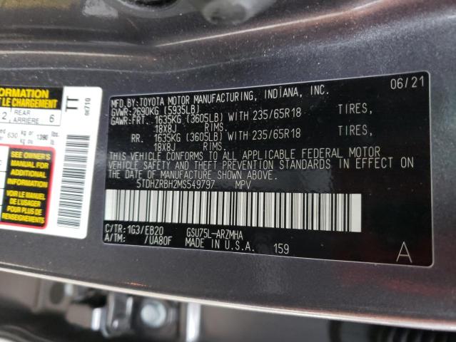 Photo 14 from auction – 2021 TOYOTA HIGHLANDER with VIN 5TDHZRBH2MS549797