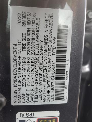 Photo 14 from auction – 2022 HONDA CR-V EXL with VIN 5J6RT6H84NL043137