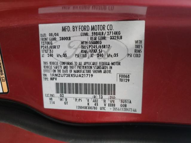 Photo 14 from auction – 2005 FORD EXPLORER X with VIN 1FMZU73EX5UA21719