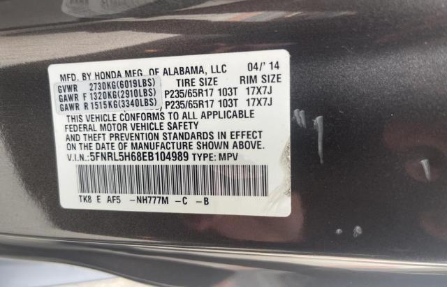 Photo 10 from auction – 2014 HONDA ODYSSEY EX with VIN 5FNRL5H68EB104989