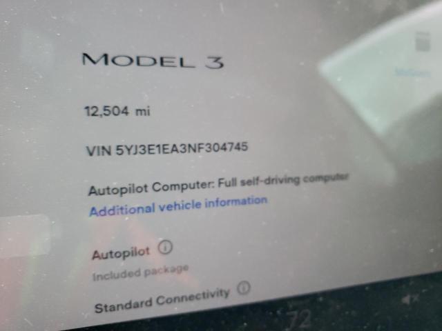 Photo 9 from auction – 2022 TESLA MODEL 3 with VIN 5YJ3E1EA3NF304745