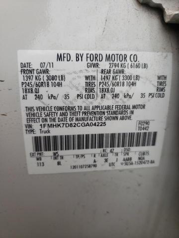 Photo 14 from auction – 2012 FORD EXPLORER with VIN 1FMHK7D82CGA04225