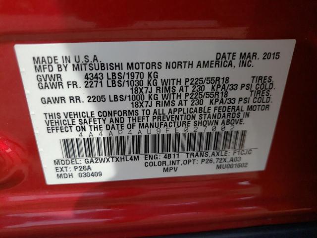 Photo 14 from auction – 2015 MITSUBISHI OUTLANDER with VIN 4A4AP4AU9FE027002