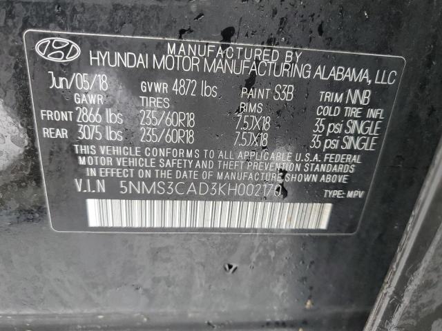 Photo 14 from auction – 2019 HYUNDAI SANTA FE S with VIN 5NMS3CAD3KH002170